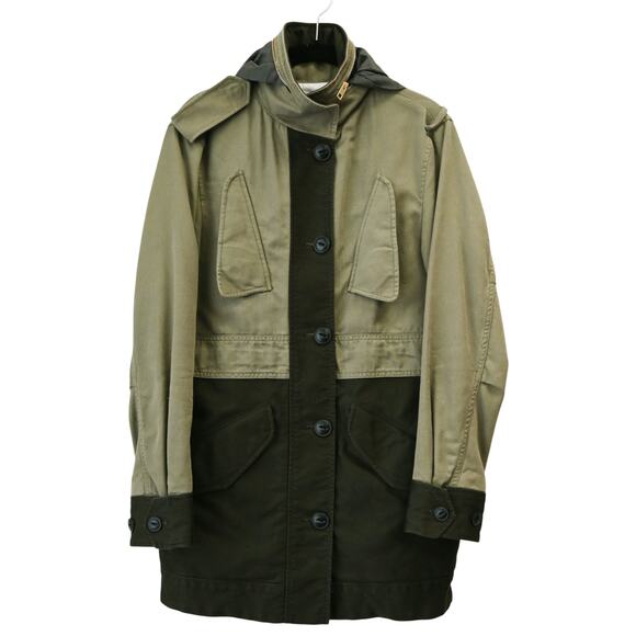 Rag & Bone Kinsley Green Colorblock Cotton Military Cocoon Utility Coat Size 0